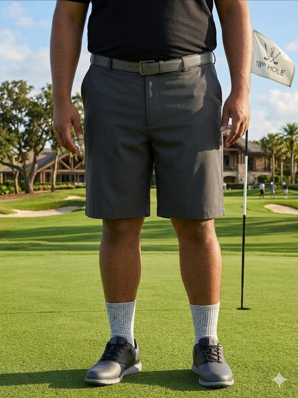 Grand Slam Performance Golf Shorts Men's 46 Black Flat Front Lightweight Tech